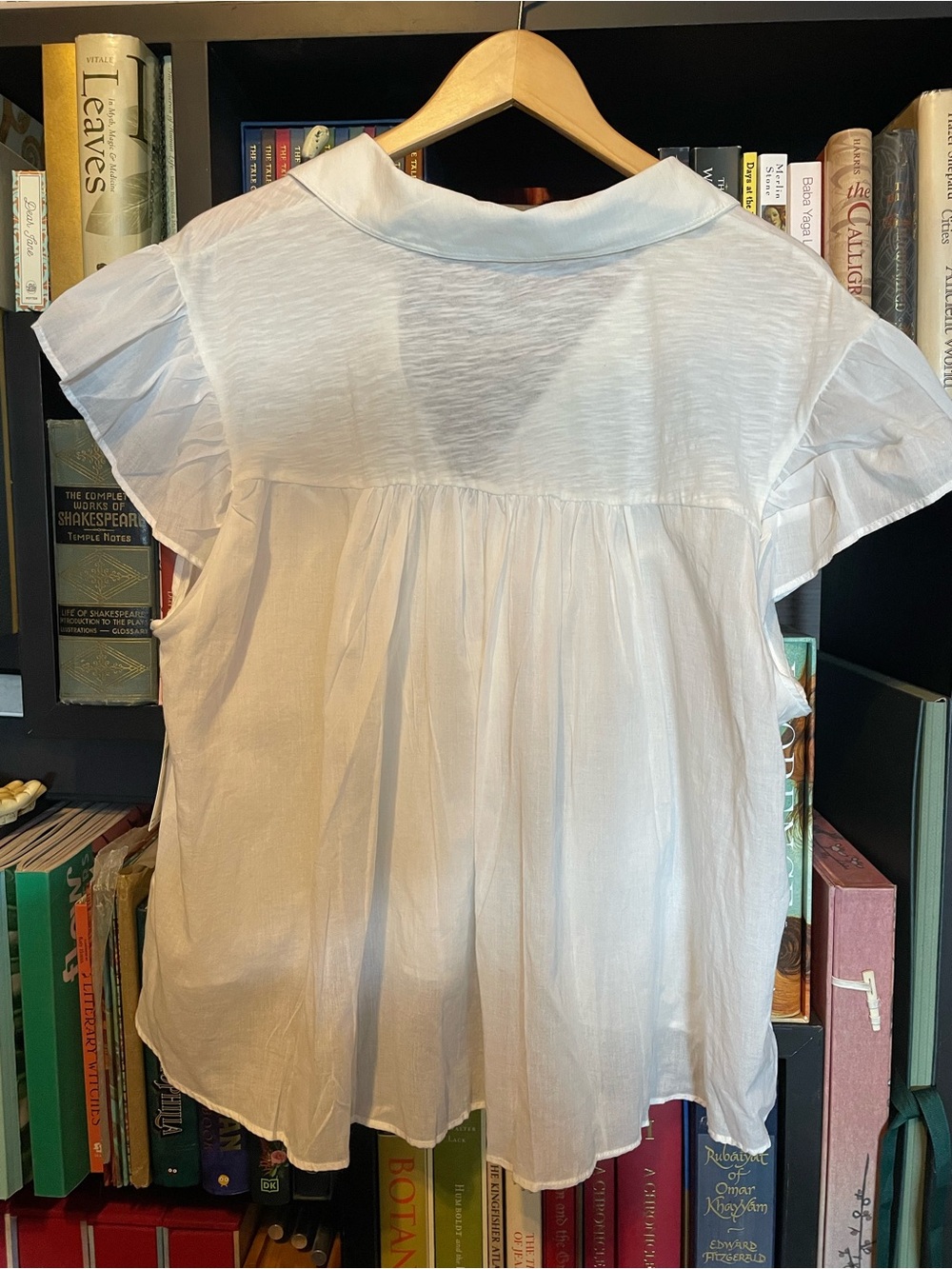 Anthropologie Pilcro White Flutter Short-Sleeve Babydoll top - NWT - Picture 2 of 5